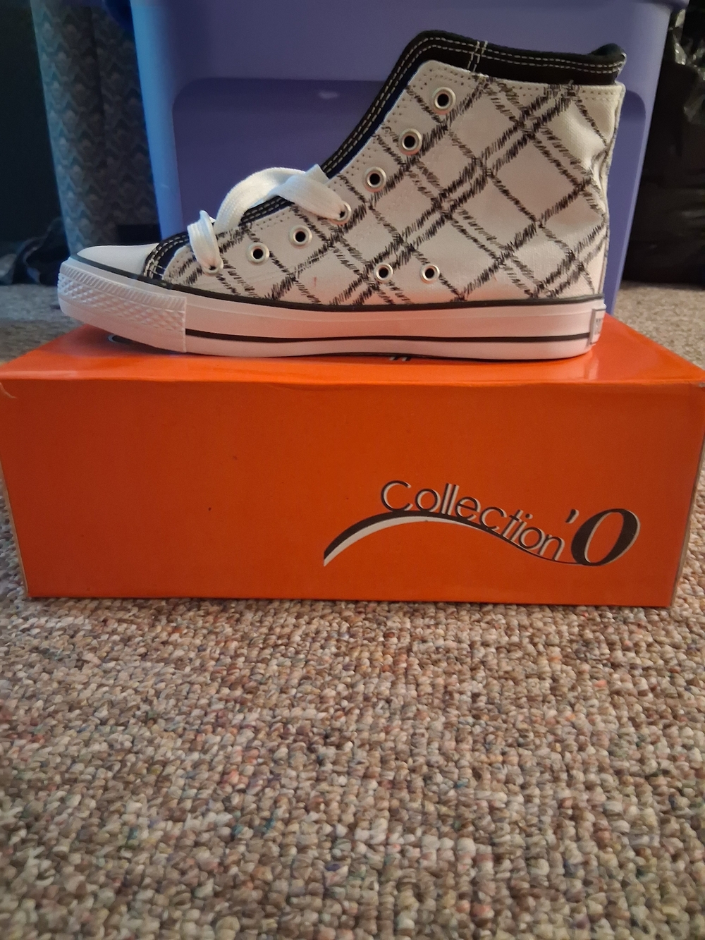 Collection B Kids Plaid High-Top Sneakers - White/Black - Picture 3 of 3